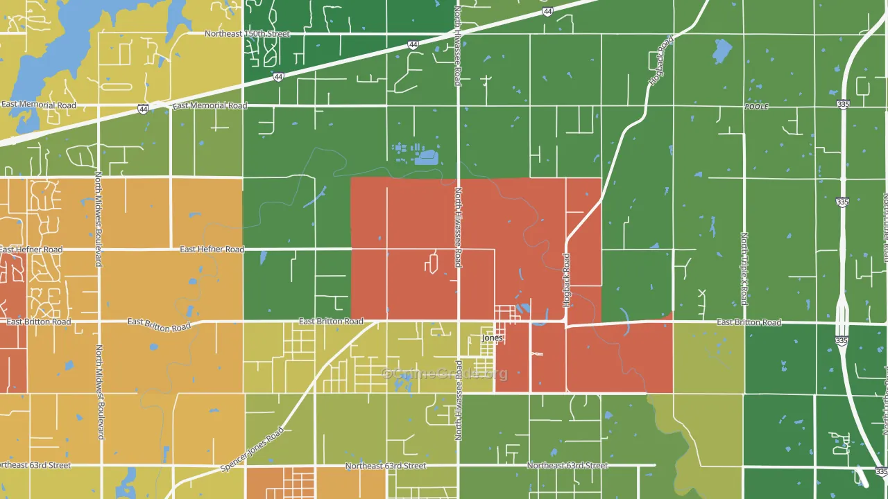 Jones, OK Map of Theft Rates