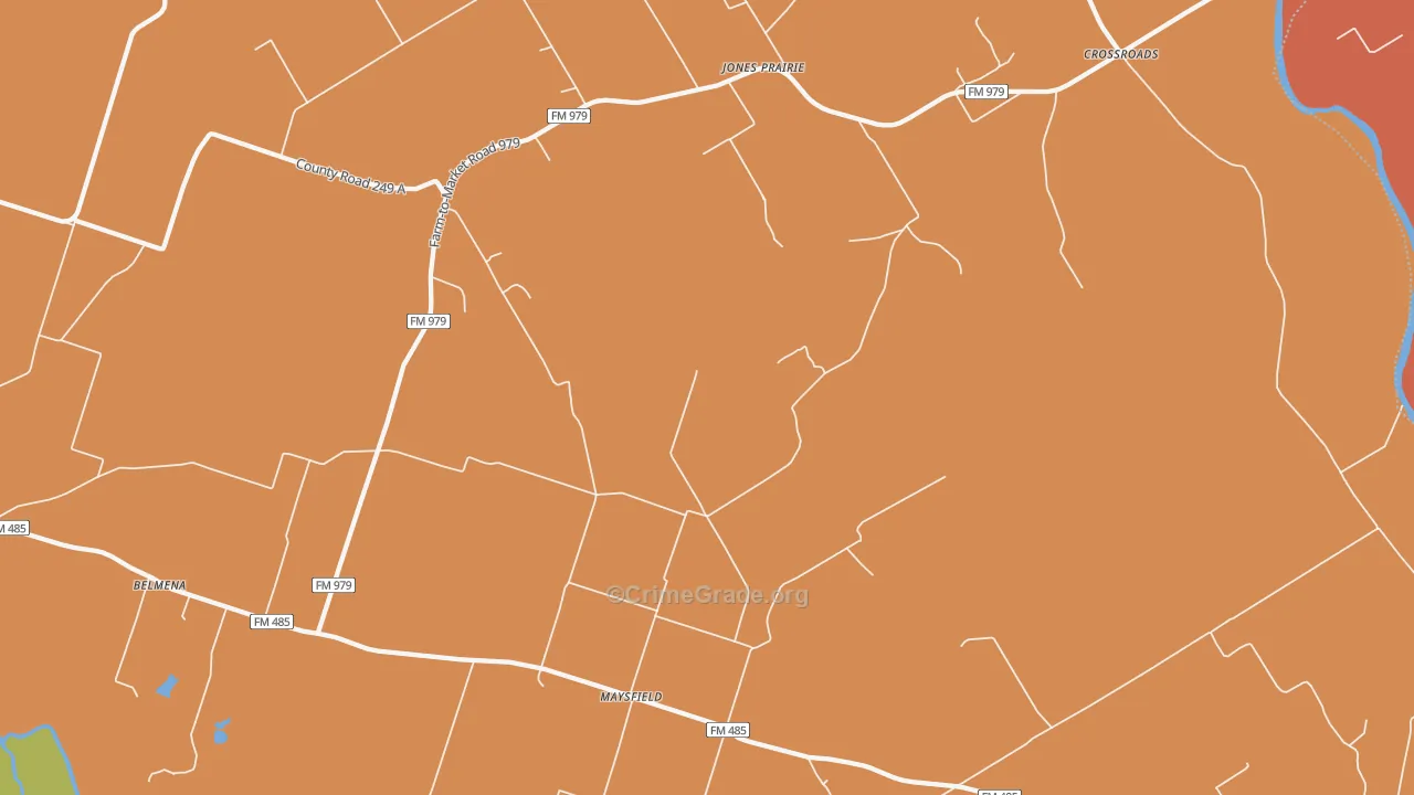 Jones Prairie, TX Map of Theft Rates