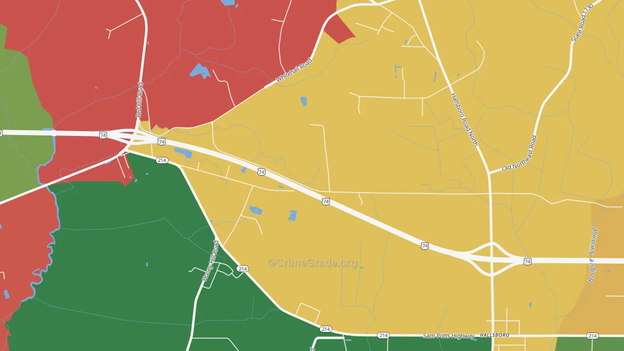 Jonesboro Crossing, NC Map of Theft Rates