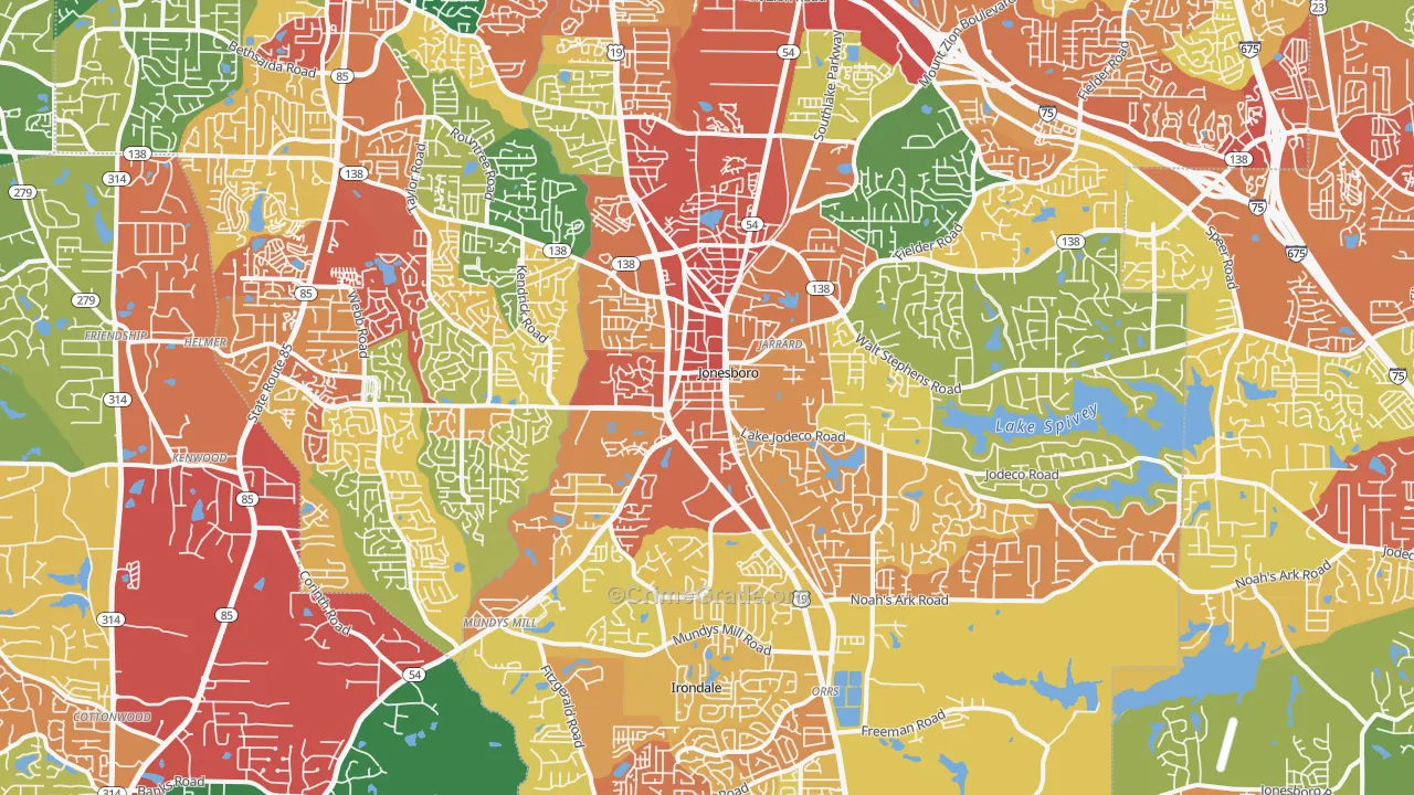 Jonesboro, GA Map of Theft Rates