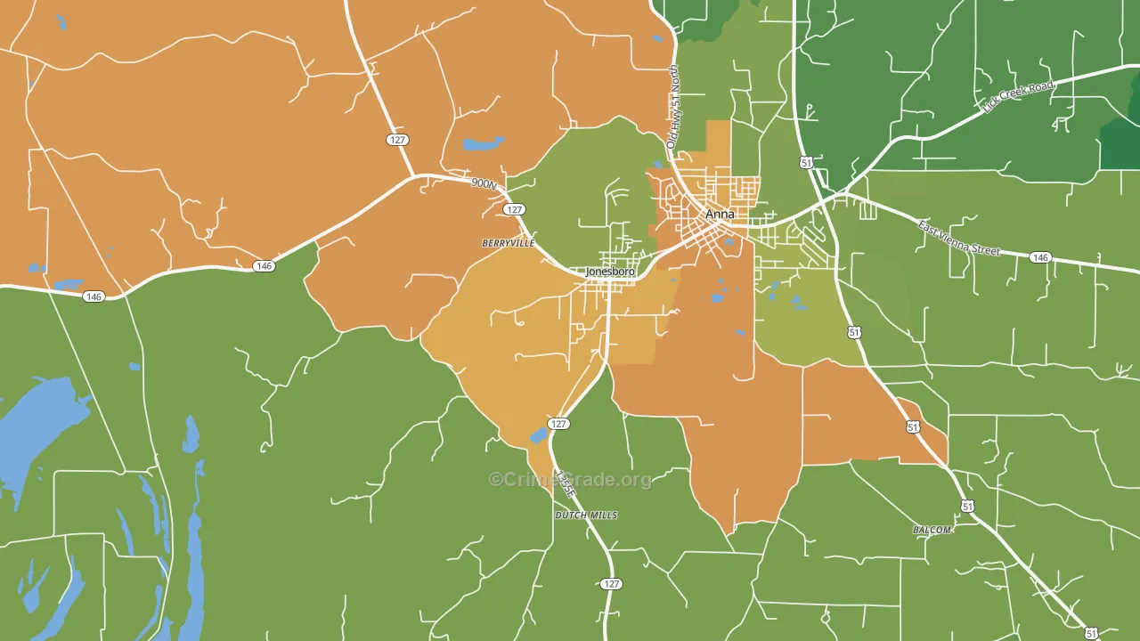 Jonesboro, IL Map of Theft Rates