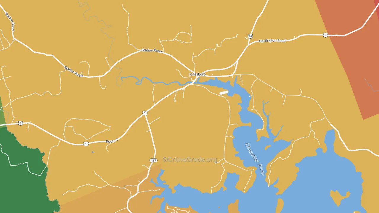 Jonesboro, ME Map of Theft Rates