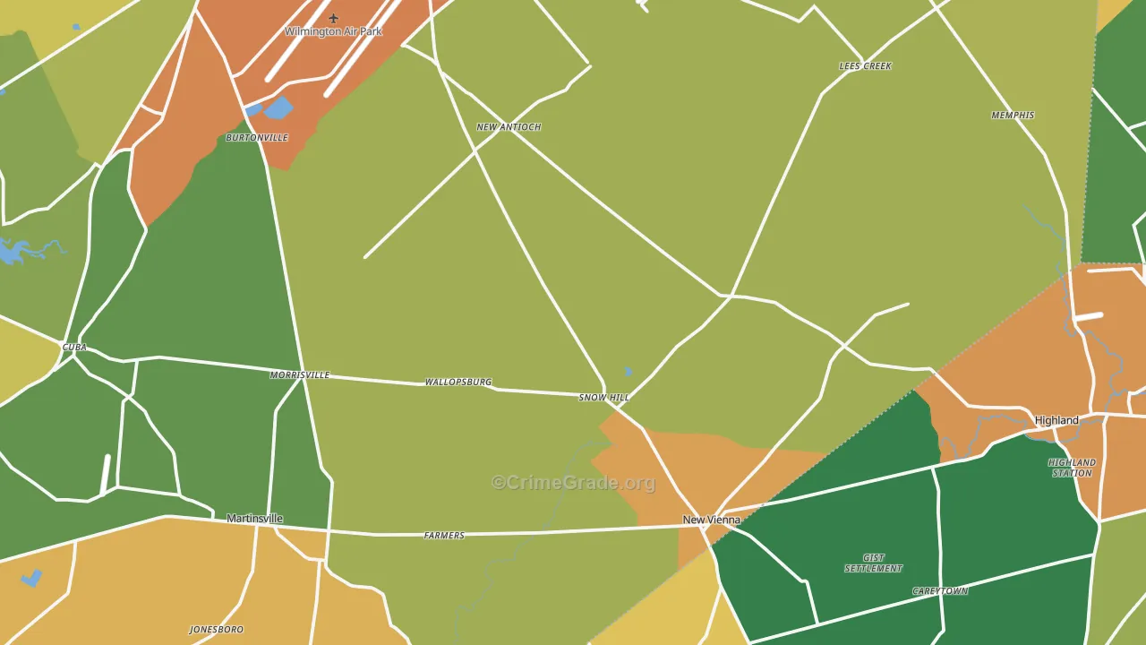 Jonesboro, OH Map of Theft Rates