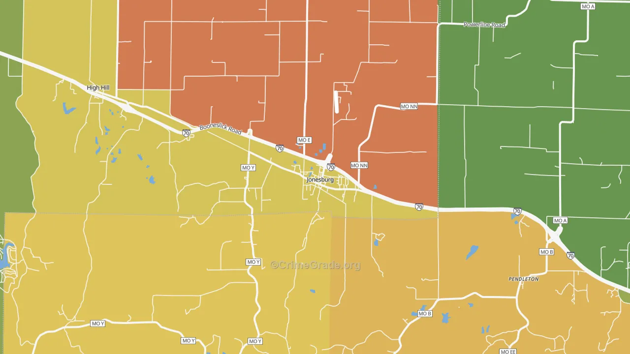 Jonesburg, MO Map of Theft Rates