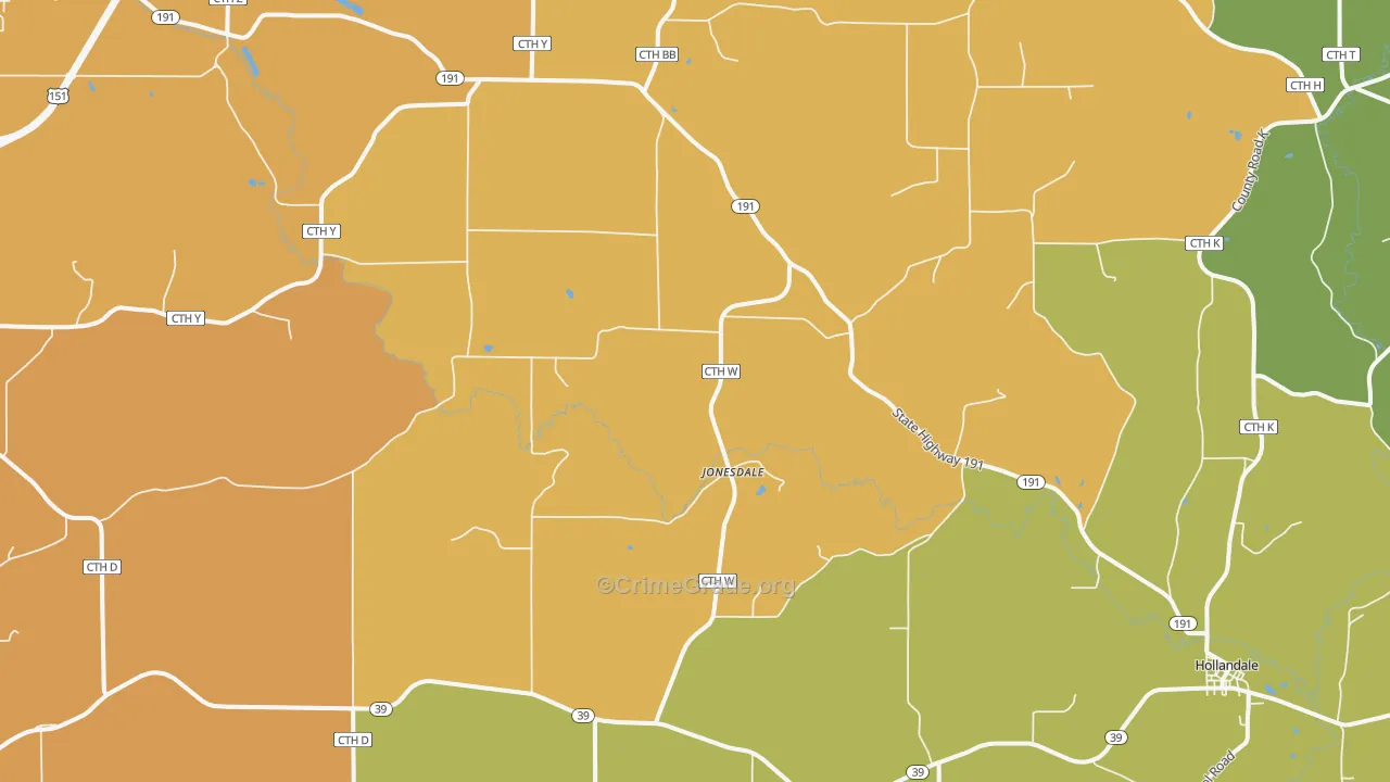 Jonesdale, WI Map of Theft Rates