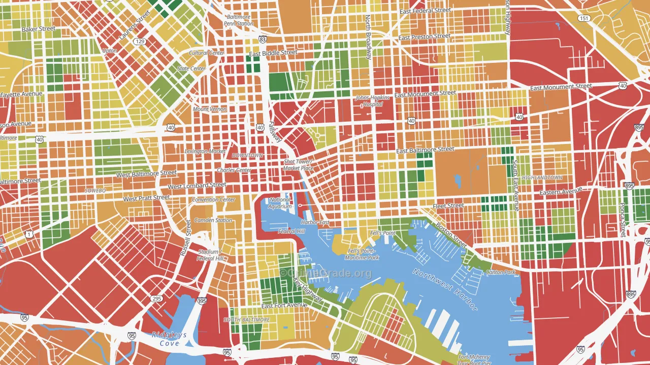 Jonestown, Baltimore, MD Map of Theft Rates