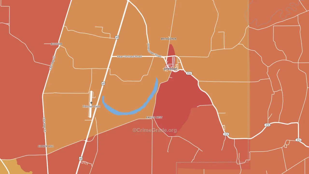 Jonestown, MS Map of Theft Rates