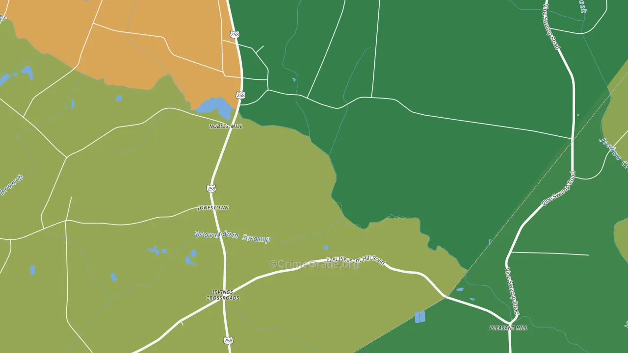 Jonestown, NC Map of Theft Rates
