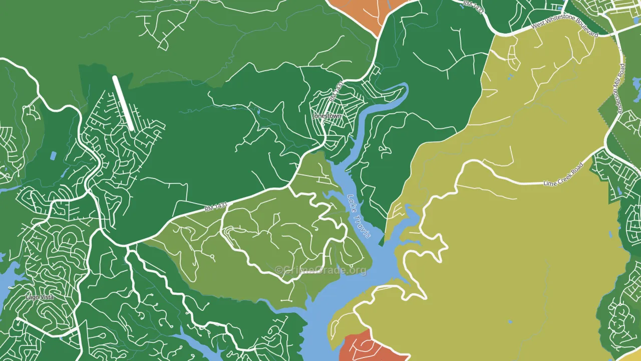 Jonestown, TX Map of Theft Rates