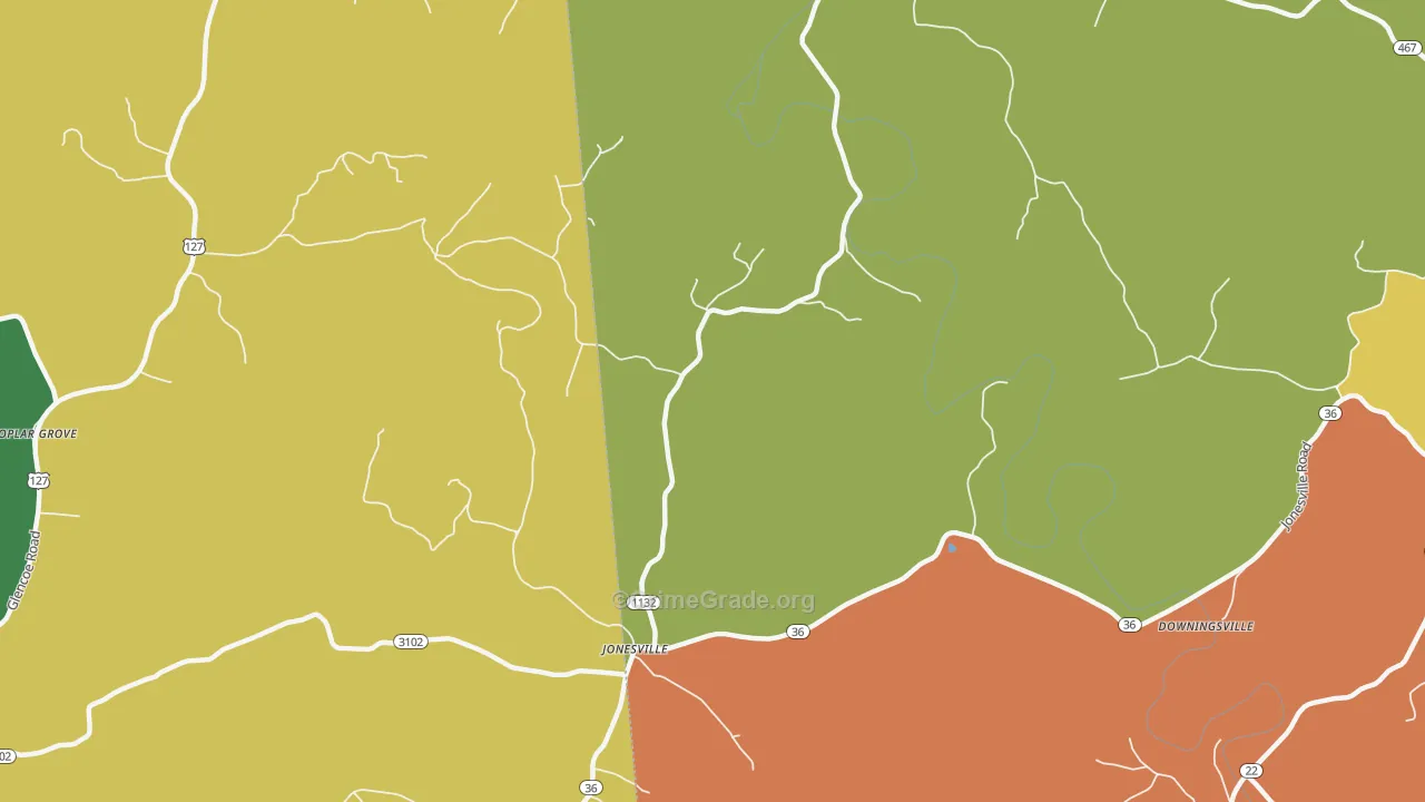 Jonesville, KY Map of Theft Rates
