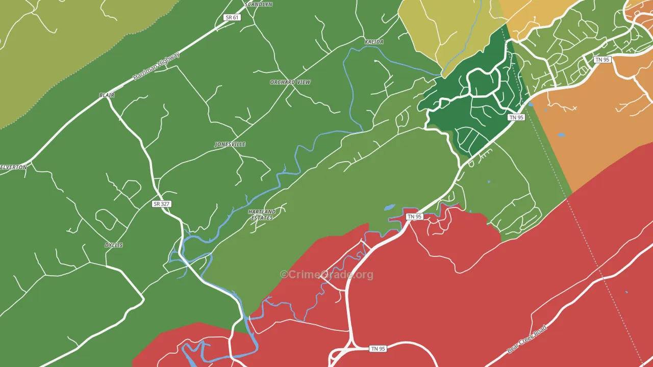 Jonesville, TN Map of Theft Rates