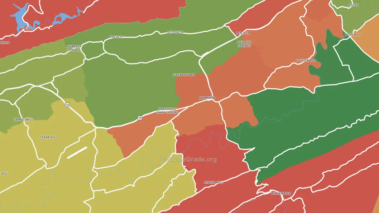 Jonesville, VA Map of Theft Rates