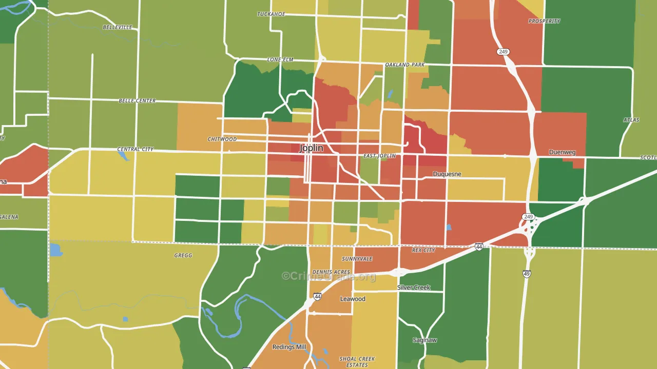 Joplin, MO Map of Theft Rates