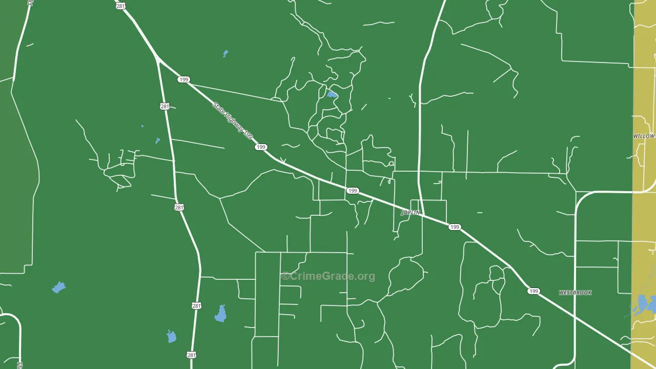 Joplin, TX Map of Theft Rates