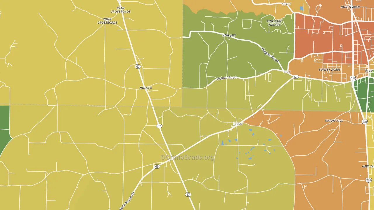 Joppa, AL Map of Theft Rates