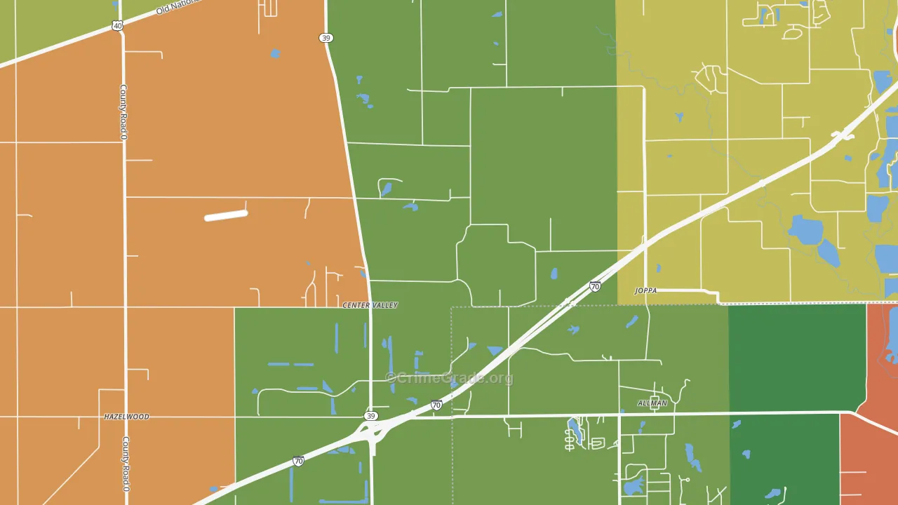 Joppa, IN Map of Theft Rates
