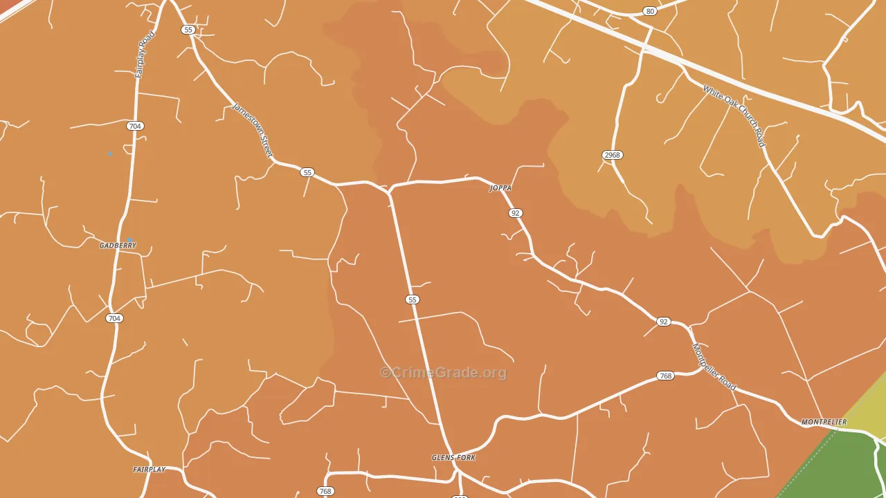 Joppa, KY Map of Theft Rates