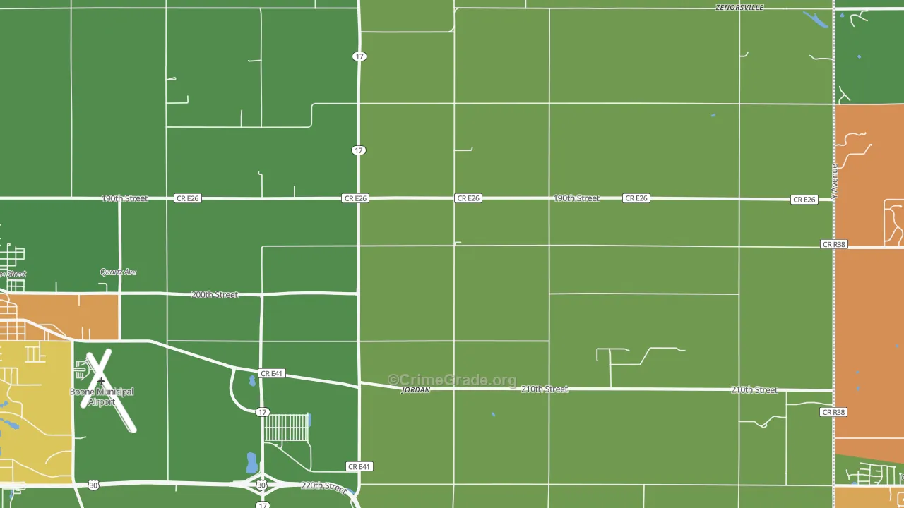 Jordan, IA Map of Theft Rates