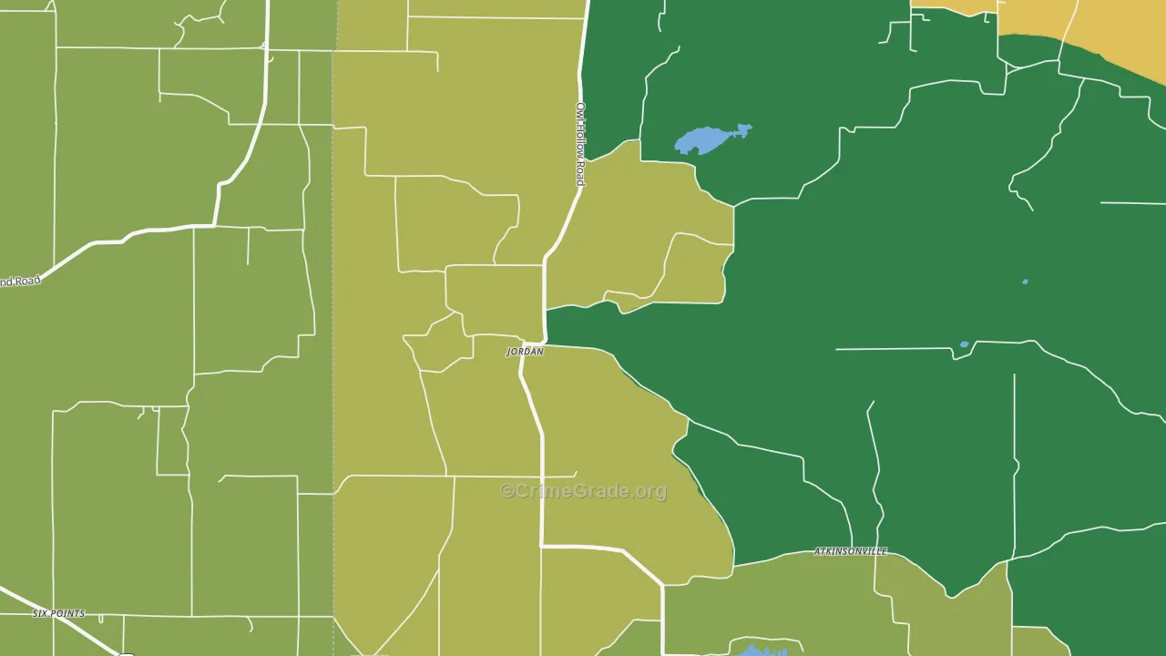 Jordan, IN Map of Theft Rates