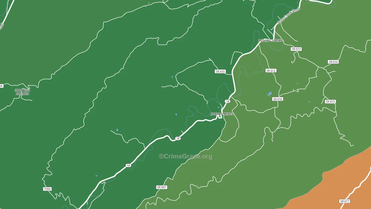 Jordan Mines, VA Map of Theft Rates