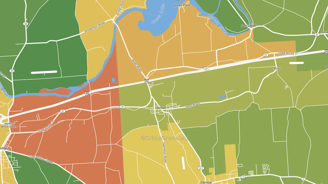 Jordan, NY Map of Theft Rates