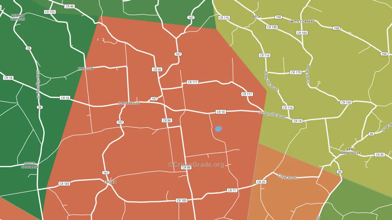 Jordanville, NY Map of Theft Rates