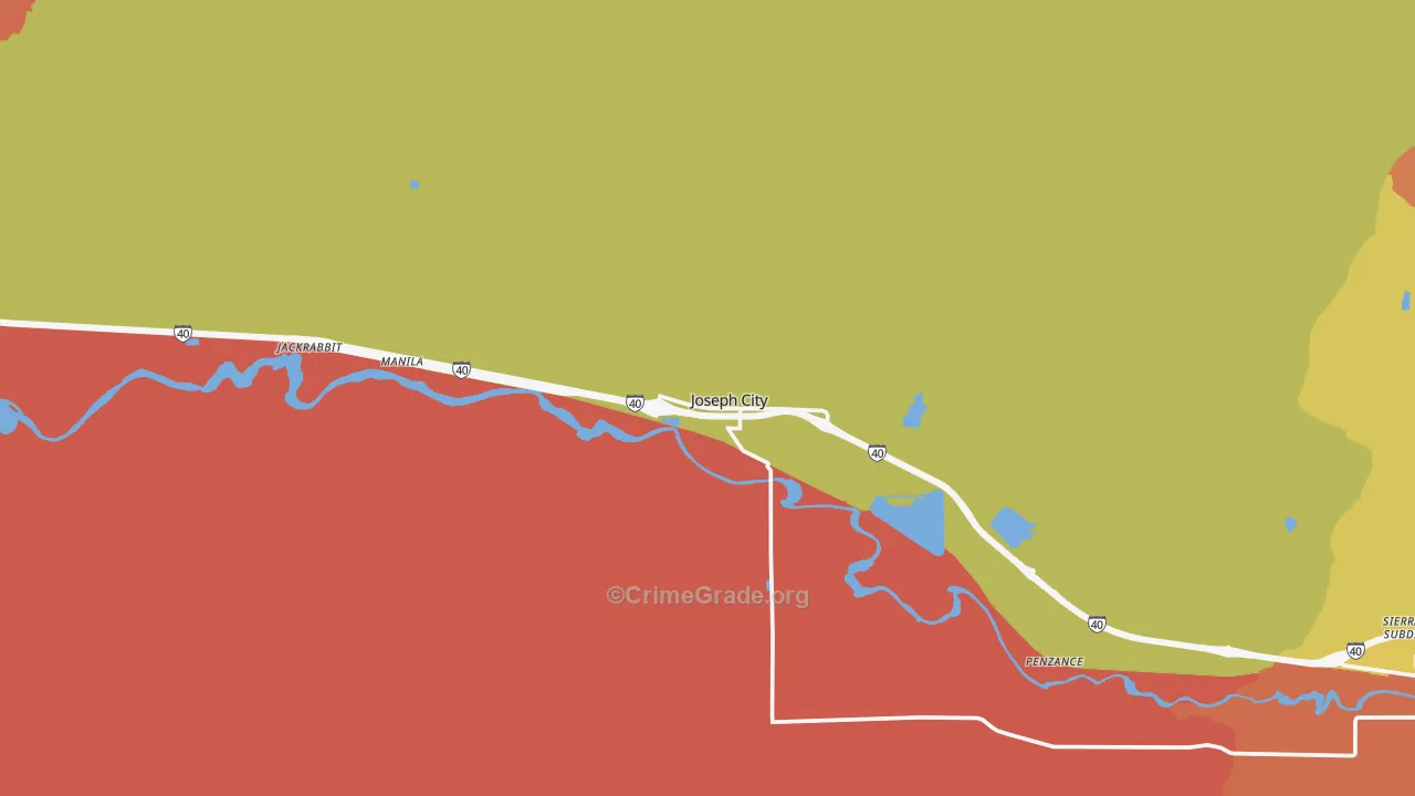 Joseph City, AZ Map of Theft Rates