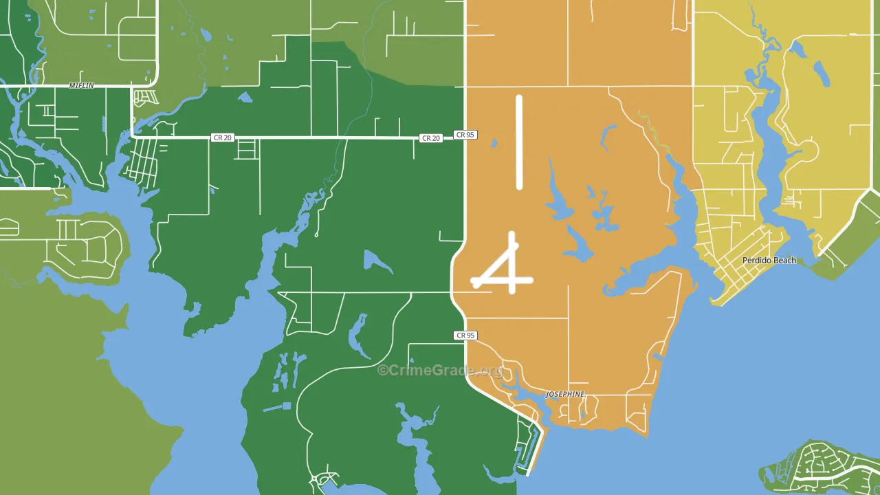 Josephine, AL Map of Theft Rates
