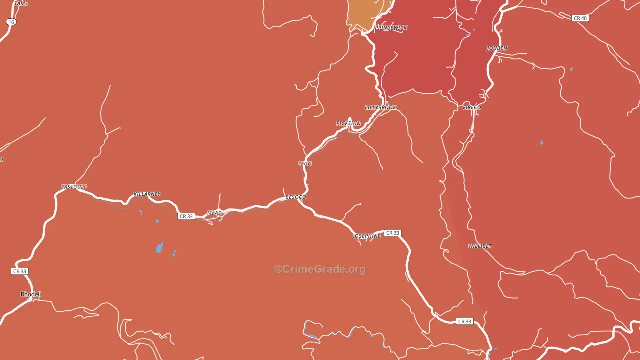 Josephine, WV Map of Theft Rates