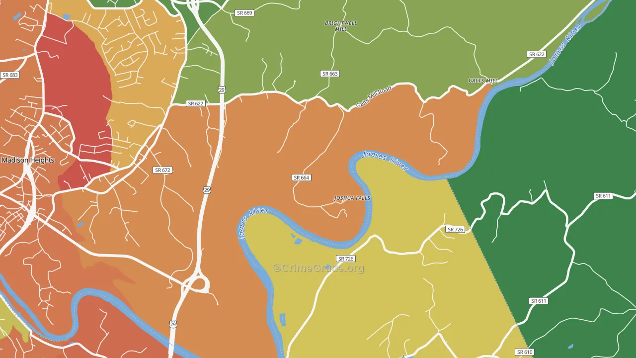 Joshua Falls, VA Map of Theft Rates
