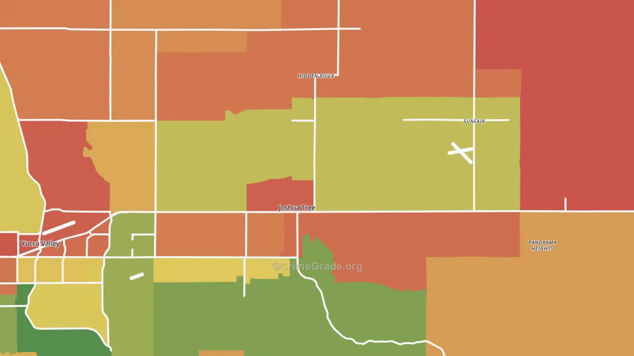 Joshua Tree, CA Map of Theft Rates
