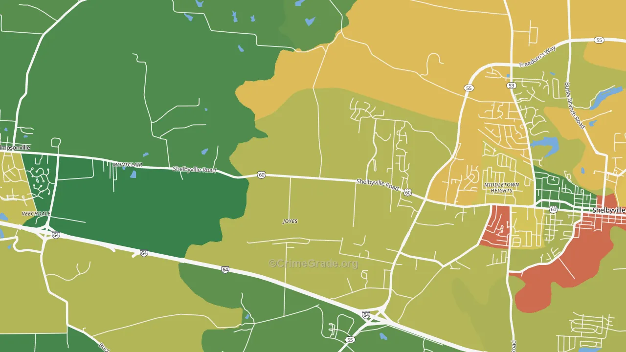 Joyes, KY Map of Theft Rates