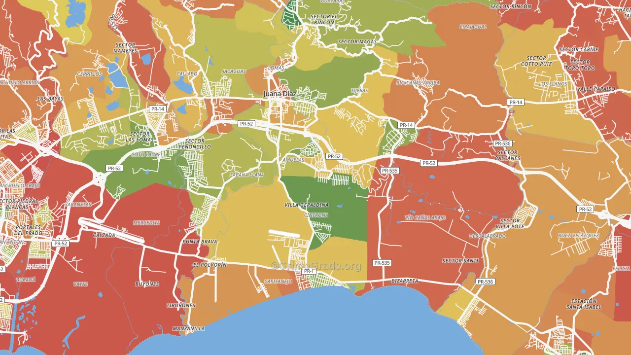 Juana Diaz, PR Map of Theft Rates