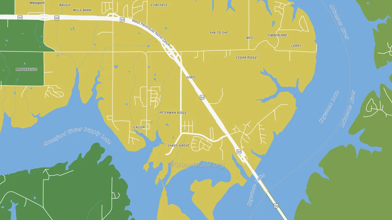 Jubys, OK Map of Theft Rates