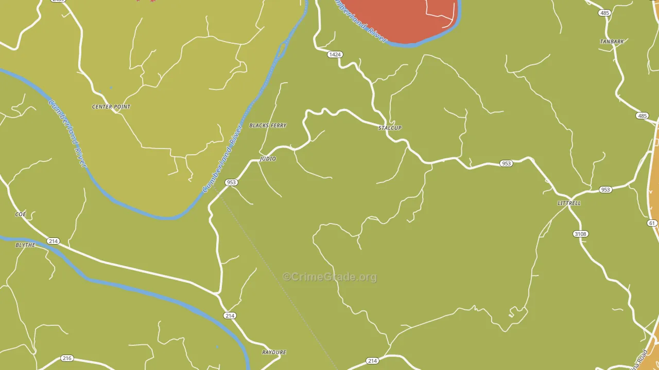 Judio, KY Map of Theft Rates