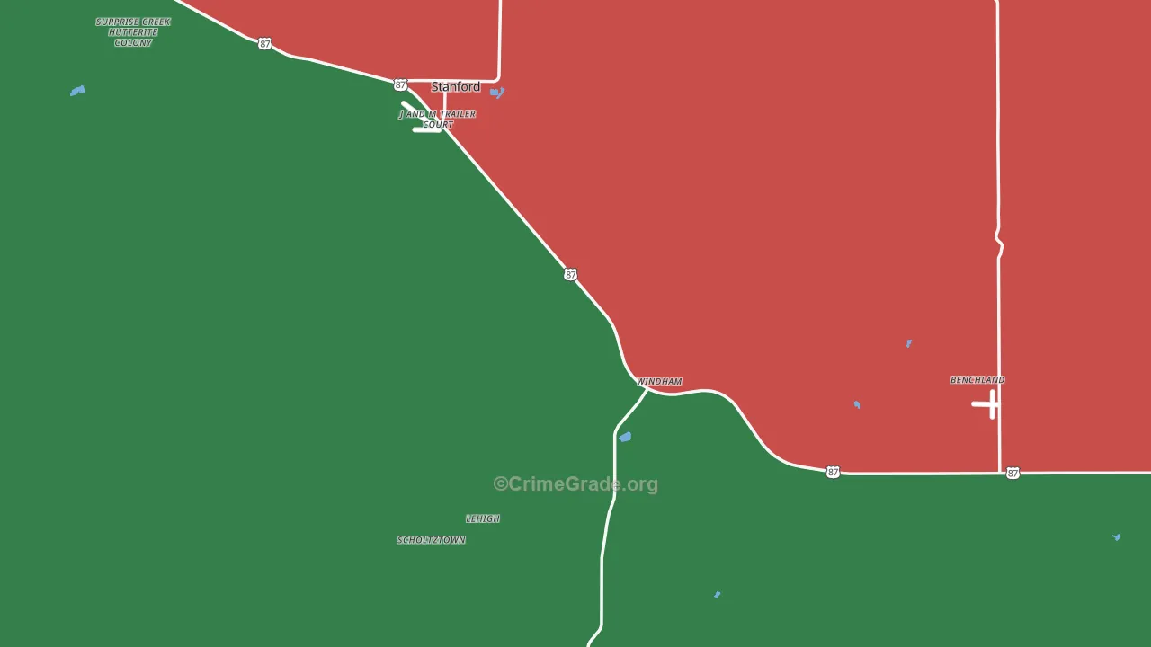 Judith Basin County, MT Map of Theft Rates