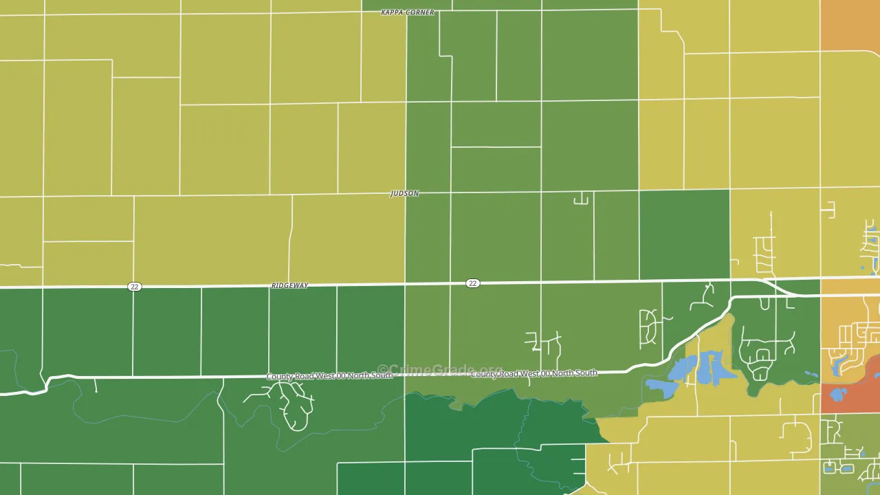 Judson, IN Map of Theft Rates