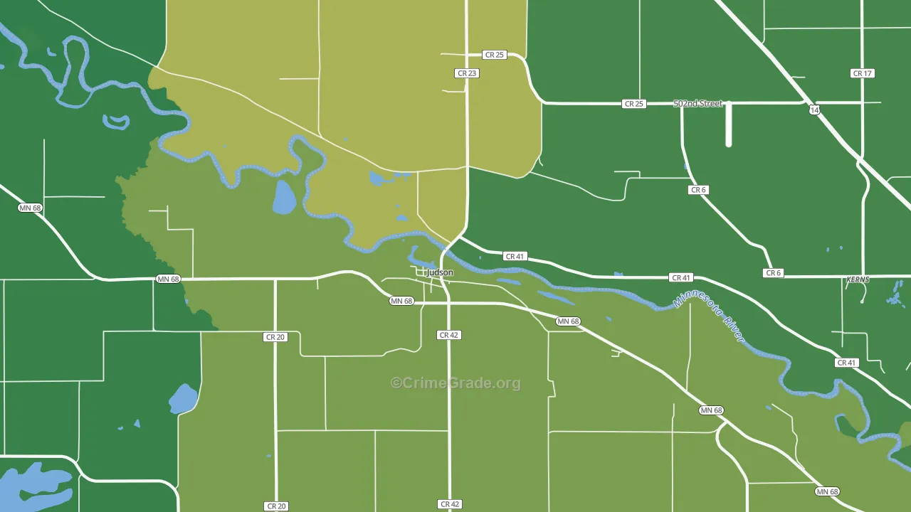 Judson, MN Map of Theft Rates