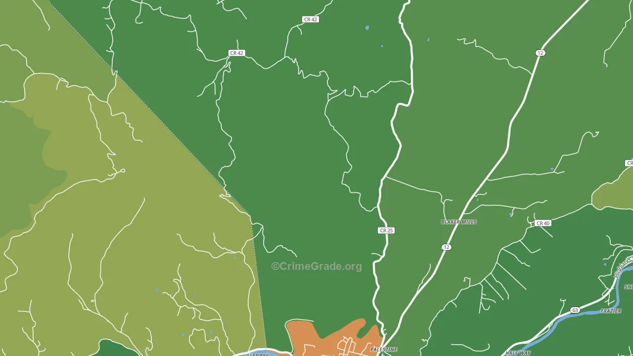 Judson, WV Map of Theft Rates