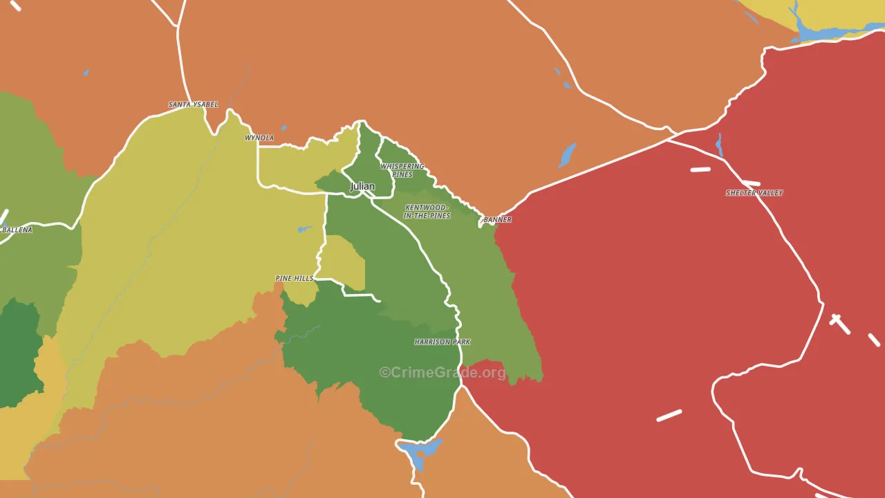 Julian, CA Map of Theft Rates