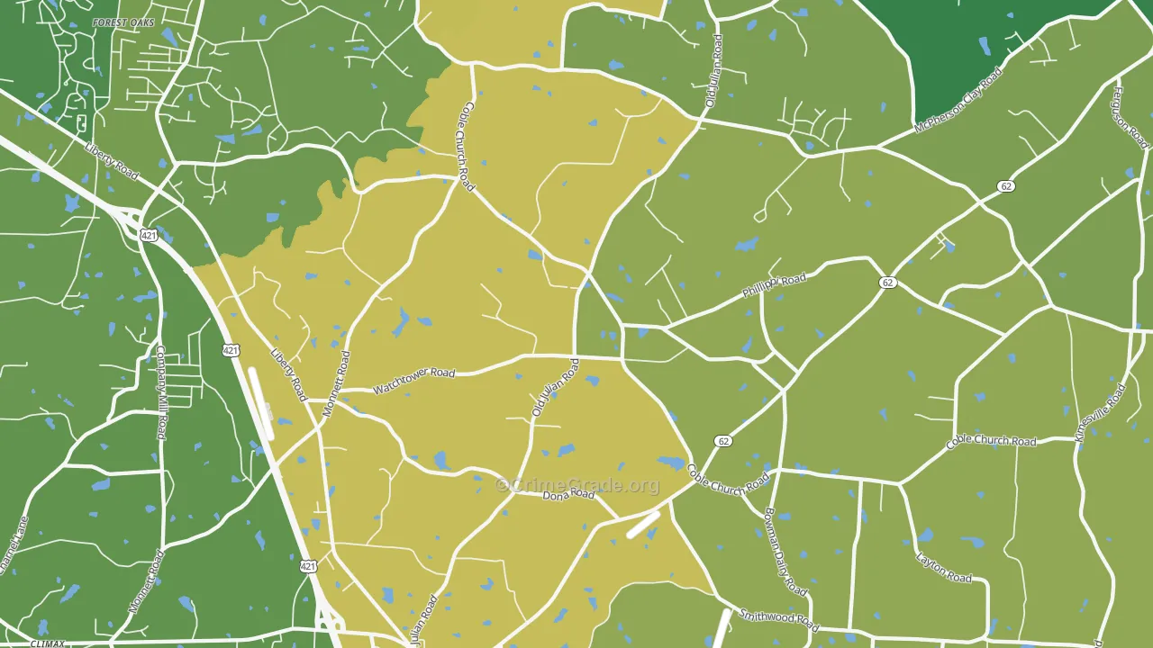 Julian, NC Map of Theft Rates
