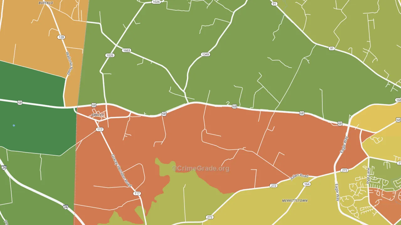 Julien, KY Map of Theft Rates
