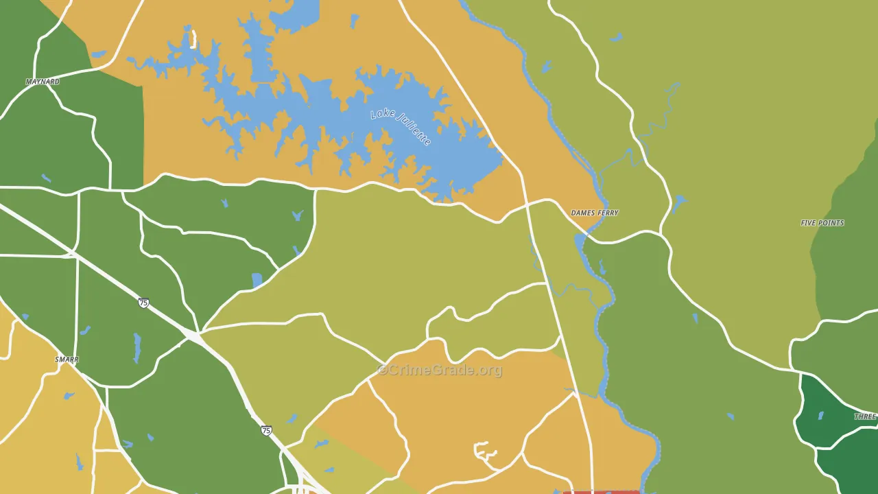 Juliette, GA Map of Theft Rates