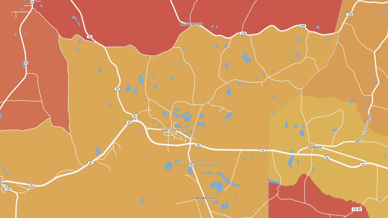 Junction City, GA Map of Theft Rates