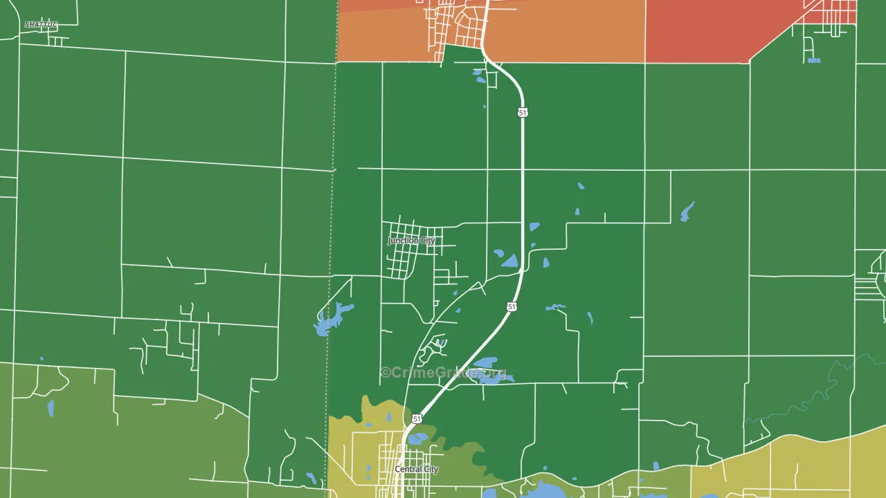 Junction City, IL Map of Theft Rates
