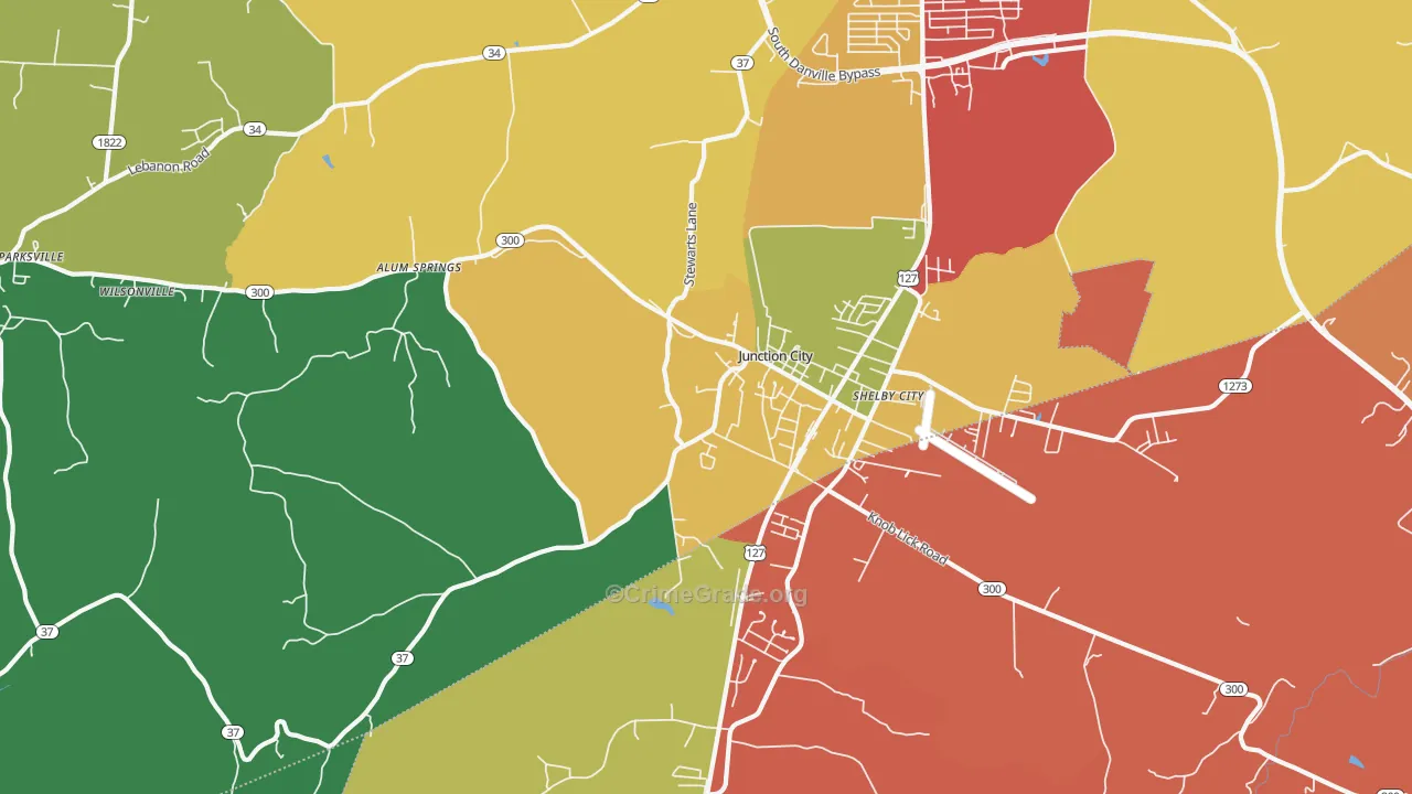Junction City, KY Map of Theft Rates