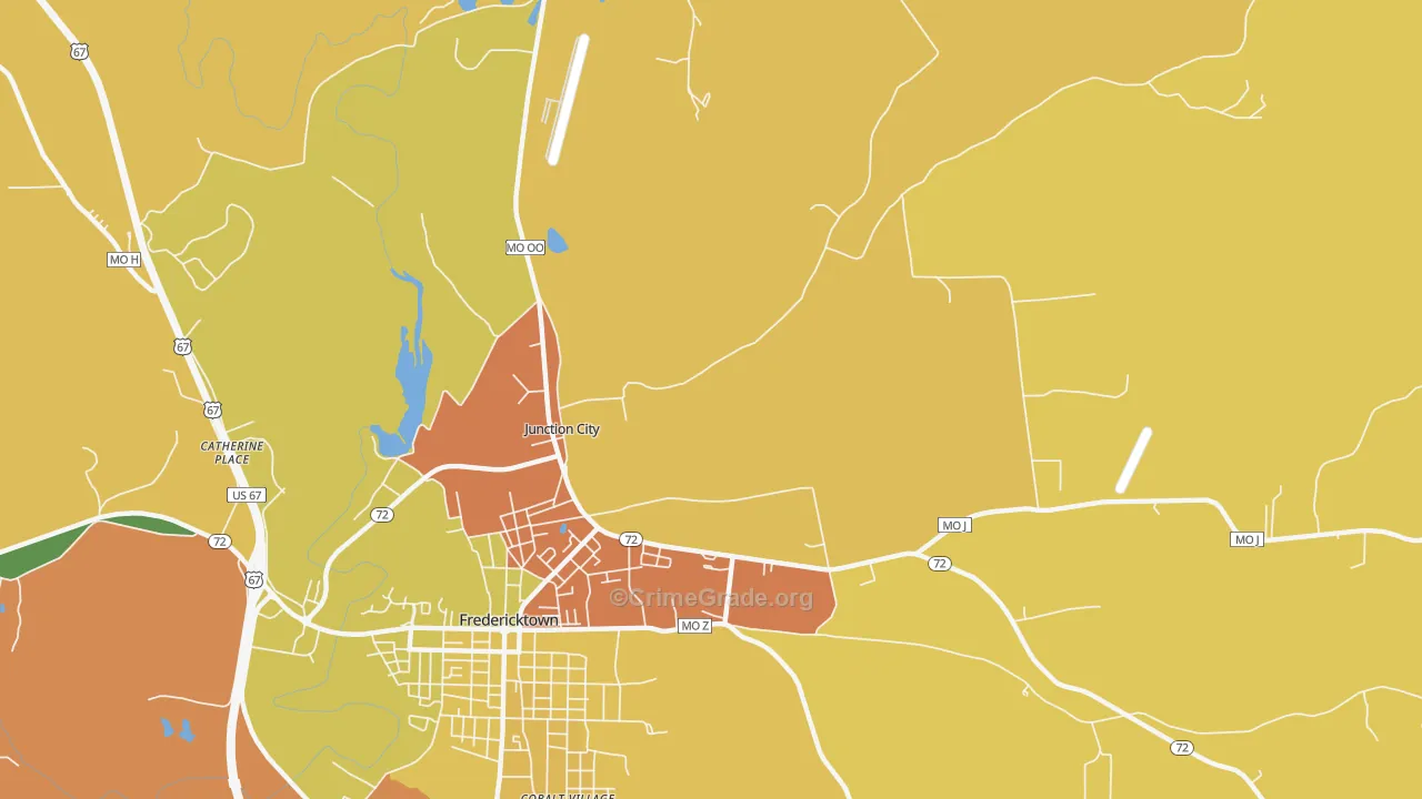 Junction City, MO Map of Theft Rates