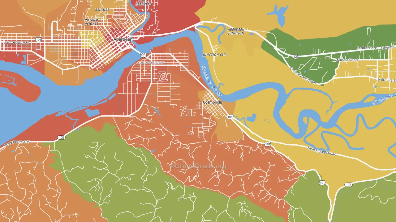 Junction City, WA Map of Theft Rates