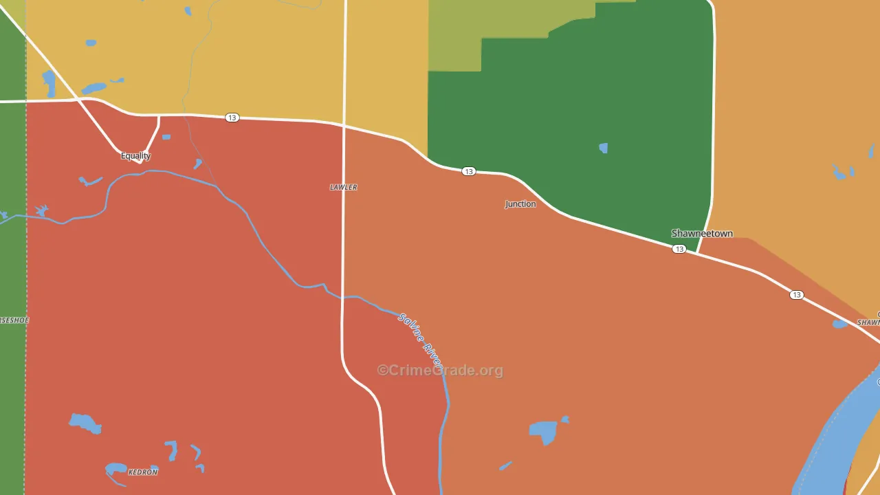 Junction, IL Map of Theft Rates