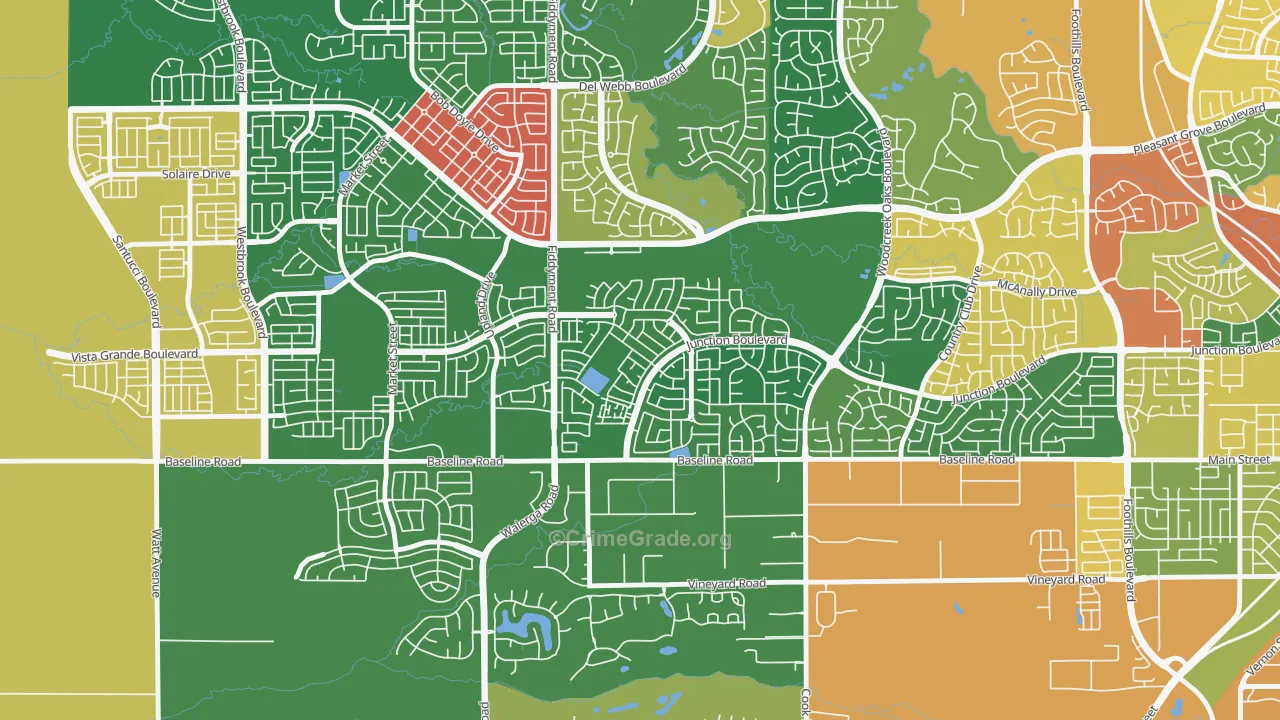 Junction West, Roseville, CA Map of Theft Rates